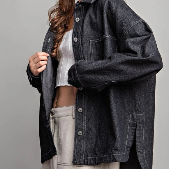 NWT Mineral Washed Denim Jean Jacket - Picture 2 of 7